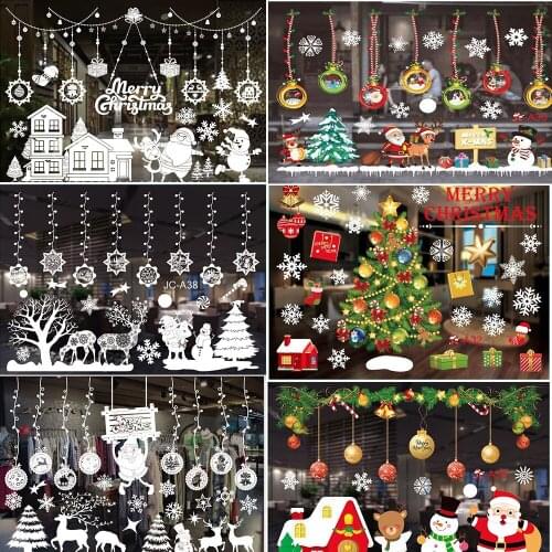 Merry Christmas Tree Window Wall Sticker Christmas Decor For Home 2021 Christmas Gift 2022 New Year Ornament Cristmas Noel