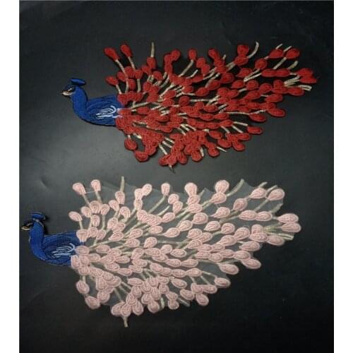 Mesh peacook Embroidered applique parche patches for clothes apliques de roupa sticker parches bordados para ropa