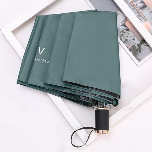 Tri-fold Umbrella Manual Ultralight UV Black Glue Parasol High Quality Men Women General Purpose Sunny and Rainy Umbrella