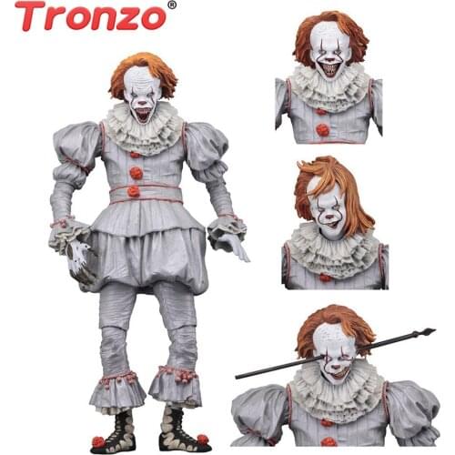 Tronzo New NECA IT Pennywise 2017 Movable PVC Action Figure Model Horror Movie IT Clown Collection Halloween Figurine Toys Gifts