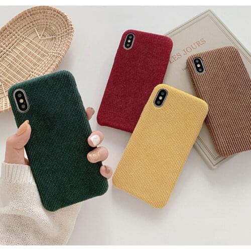 Corduroy Cloth Texture Phone Case For iPhone 11 Pro X XR XS Max Canvas Cases For iPhone 7 8 6 6s Plus Warm Fuzzy Hard PC Cover