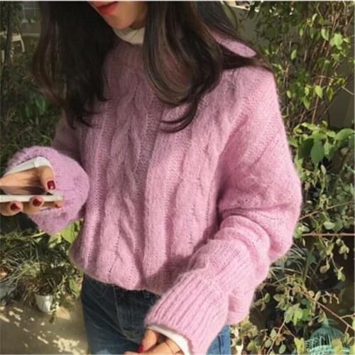 2020 New Arrivals Temperament Sweater Chic Mohair O-neck Jacquard Pullovers Jumper Wool Oversized Fluffy Female Jumper Winter