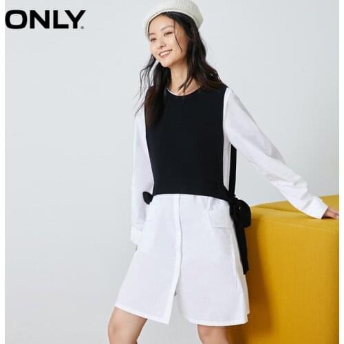 ONLY summer new style knitted pure cotton loose middle two-piece shirt dress female | 120346013