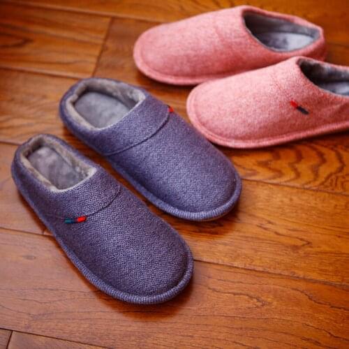 Winter Warm Household Slippers Cotton Linen Comfortable Couples Home Casual Shoes Men and Women Anti-Slip Indoor Slippers