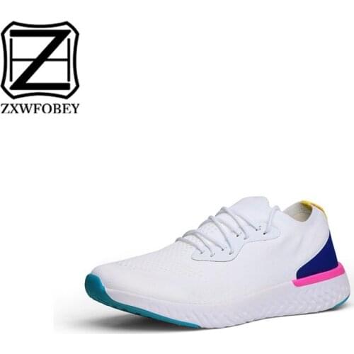 ZXWFOBEY Sport Shoes Men Mesh Casual Lac-up Shoes Light Weigh Comfortabele Wandelen Sneakers Tenis