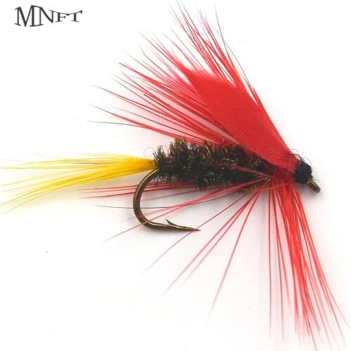 MNFT 10PCS Red Wing Mayfly Trout Fly Fishing Flies Wet Dry Nymphs Bass Hooks Size 10