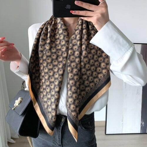 2021 new spring women scarf quality shawl silk fashion scarf headscarf beach sunscreen bag headscarf scarf 90cm*90cm