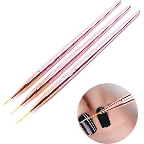 3pc/lot Nail Art Matel French Painting Brush Drawing Line Stripe Flower Series DIY Design Manicure Brushes Tool Kit
