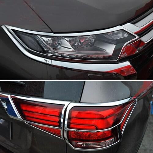 ABS Chrome Car Front Headlight Rear Tail Light Lamp Cover Trim For 2016 2017 2018 2019 2020 Mitsubishi Outlander
