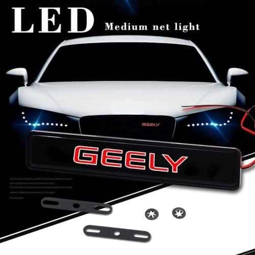 Car Exterior Accessories for Geely EMGRAND Atlas Coolray EC7 EC8 GS GC2 GC5 GC6 GC7 GX2 CK Front Grille Emblem Badge LED Light