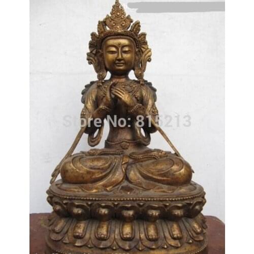 Bi00913 Tibet Buddhism bronze Copper Manjusri Kwan-Yin Guan Yin Avalokitesvara statue