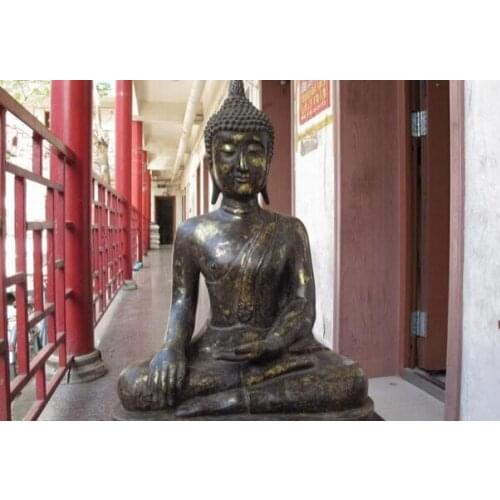 Fast shipping USPS to USA S0912 27 Thailand Buddhism Temple Copper Bronze Sakyamuni Tathagata Buddha statue