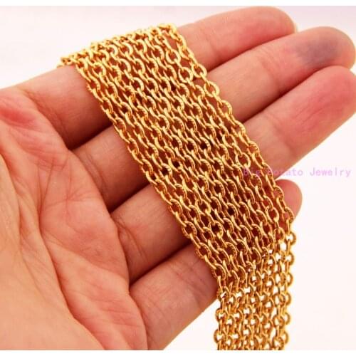 High Quality 16-40inch Free Choose DIY Yellow Gold Cross 316L Stainless Steel Necklace Chain For Charming Unisex 20PCS Wholesale