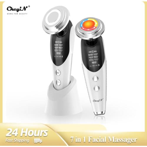 CkeyiN 7 in 1EMS RF Radio Facial Lifting LED Photon Tightening Electroporation Face Skin Rejuvenation Anti Wrinkle Eye Massager
