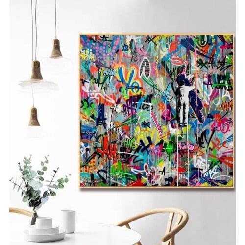 Colorful Graffiti Street Pop Art Posters and Prints Canvas Paintings Wall Art Pictures for Living Room Decor (No Frame)