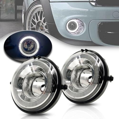 White LED Daytime Running Lights Fog Lamp Assy Compatible For MINI Cooper R55 R56 R57 R59 R60 R61 Halo Style LED DRL Light