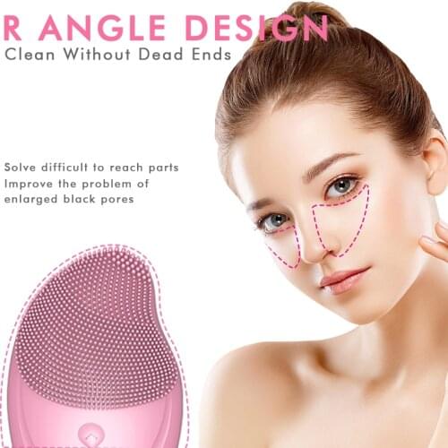 Ultrasonic Silicone Electric Facial Cleansing Brush Sonic Face Cleanser Deep Clean Skin Mini Wash USB Heated Massager Brush