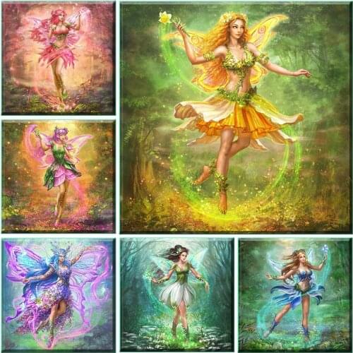 FIYO 5D DIY Diamond Painting Flower Fair Full Square/Round Drill Embroidery Girl Mosaic Picture of Rhinestone Home Decor Gift