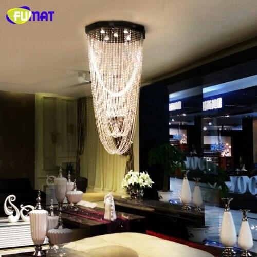 FUMAT K9 Crystal Chandelier Lightings Modern LED Curtain Crystal Light Living Room Hotel Hanging Lights GU10 LED Lustre Lamps