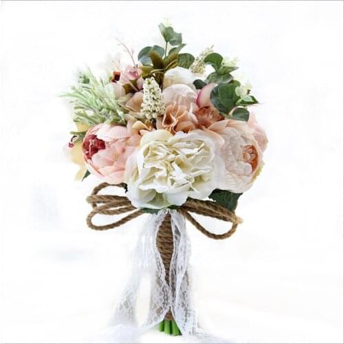 DIA 24CM European & American Outdoor Wind Handmade Artificial Flower 5 Colors Hot Bridal Bridesmaid Wedding Bouquet Gift Prop