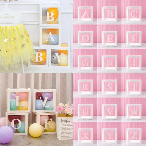 Creative Baby Shower Decor Boy Girl 30cm Transparent Box 1st Birthday Party Decor Kids Name Celebrate Customize Balloon Box Hot