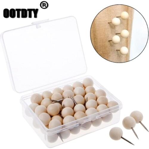 60Pcs/set Round Wooden Thumbtack Creative Decorative Drawing Push Pins Wood Head dropshipping