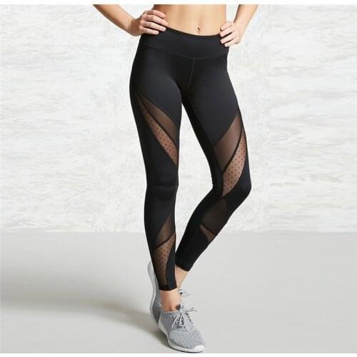 Hot Fashion Mesh Patchwork Leggings Women Leggins Female Elastic Pant Capri Women Fitness Leggings Black