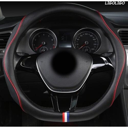 LIGOLIGO Leather Car Steering Wheel Cover For Suzuki Vitara Swift Jimny SX4 S Cross Dzire Celerio Ertiga APV