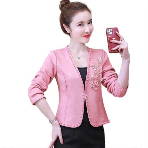 Plus Size Jackets Womens Blazers New 2021 Suit Women Blazer Short Slim Spring And Autumn Beaded Jacket Female Coat Black