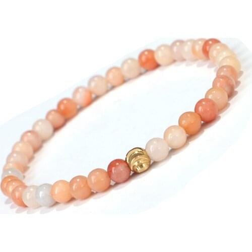 Fashion Jewelry 4MM Natural Stone Pink Aventurine Charm Bracelet Ring Jewelry Set Handmade Beaded Girls Bracelet Gift Drops