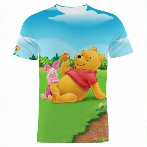 Men Tshirt Cartoon Anime Summer Fashion Women Oversized T Shirts Disney 3D Print Winnie the Pooh Boy Girl Kids Clothes