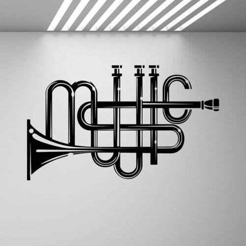 Music Wall Decal Trumpet Decor Sign Music Lover Poster Mural Vinyl Sticker Inspirational Decor Home Office Wall Art Mural C159