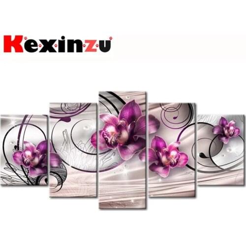 5pcs Full Square/Round Drill 5D DIY Diamond Painting Cross Stitch"Flower Home" Multi-picture Combination Embroidery Decor Home p