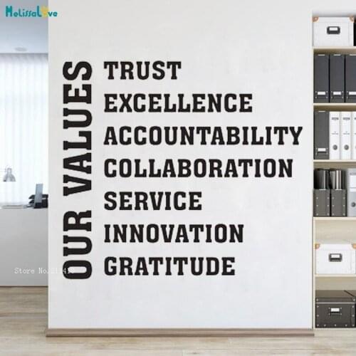 Our Values Office Wall Sticker Trust Excellence Accountability And So On Studio Decoration Removable Decals Art Murals YT2783