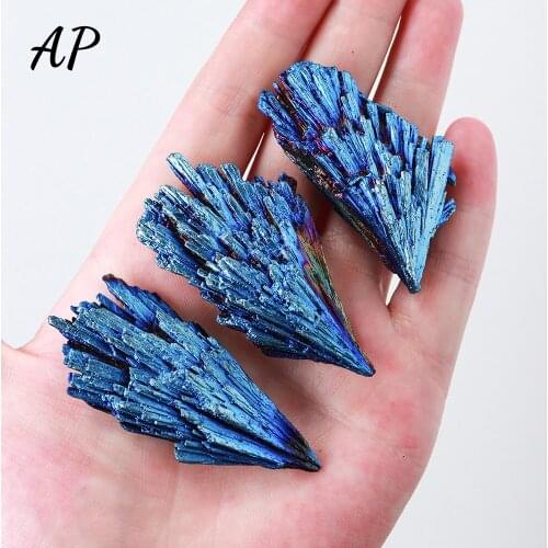 1PC Natural Crystal Stone Black Tourmaline Mineral Specimens Blue Halo Feather Gem DIY Jewelry Family Decoration