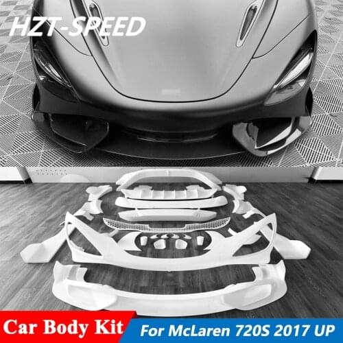 Unpainted FRP Material Front Rear Bumper Side Skirts Lip Spoiler Car Body Kit For McLaren 720S Facelift 765LT Style 2017 Up