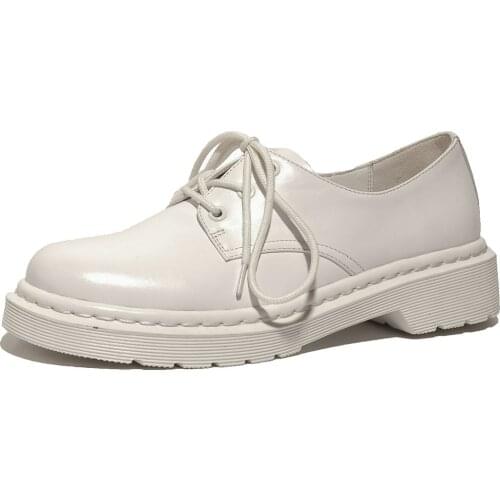 Osunlina Fashion Casual Flats Round Toe Lace UP Black White Genuine Cow Leather Elegant Low Heels Handmade Shoes For Woman A249