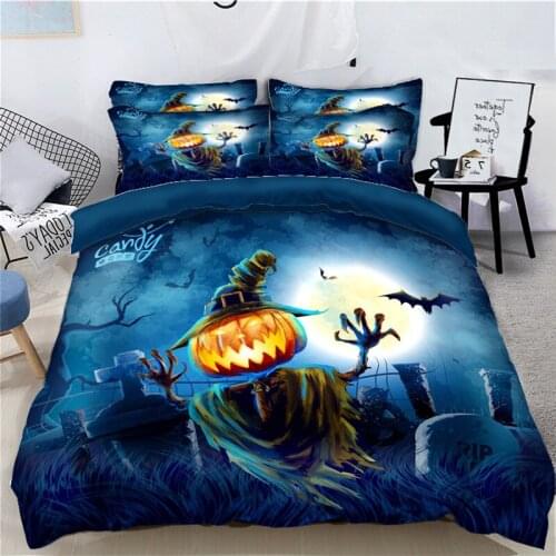 Parure de lit adulte 4 pieces bedding set Pumpkin Halloween Twin Full king Queen bedsheet 3D Duvet bed cover Pillowcase decorate