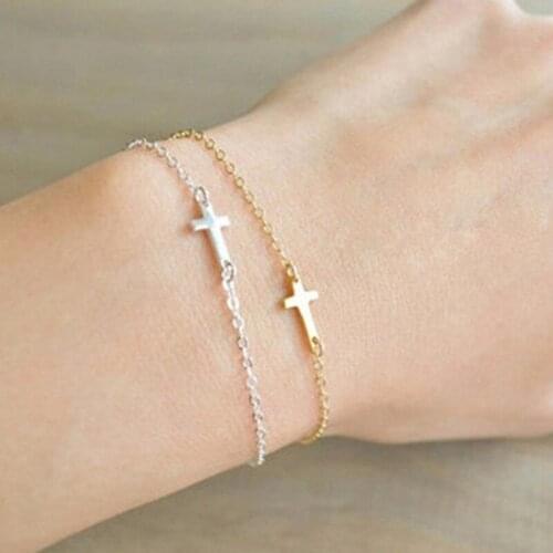 Simple Cross Charm Bracelet Women Bohemian Handmade Jewelry Jesus Christian Cross Bracelet