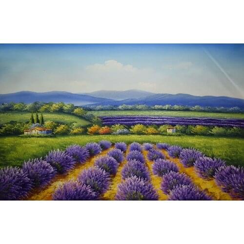 Hand Painted Flower Oil Canvas Painting Beautiful Oil Painting Flower Lavender Field Scenery Wall Art Picture for Home Decor