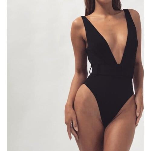 Sexy Swimming Suit for Women Deep V Swimsuit One Pieces Monokini Backless Trikini stroj kapielowy Bandage Swimwear Badpak Dames
