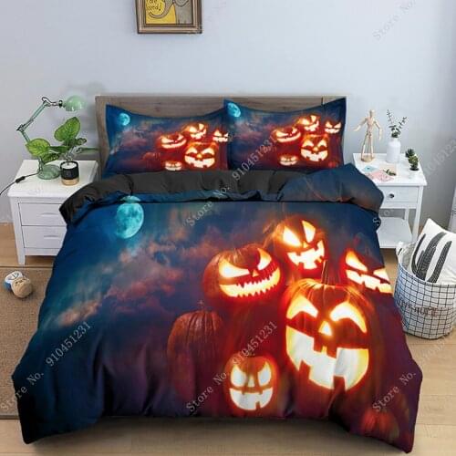 Halloween Comforter Bedding Set Pumpkin Duvet Cover Set Queen King Size Quilt Cover Bedclothes Pillowcase Home Decor Textile