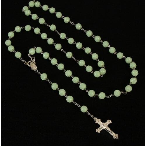 8mm Luminous Rosary Christian Cross Rose Rosary Necklace Luminous Rosary Necklace Men Women Women Christians