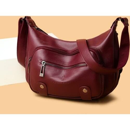 Vintage Large Handbag 2021 Womens Brand Soft Leather Messenger Bag Solid Color Shoulder Bags Ladies Travel Crossbody Bag Bolsa