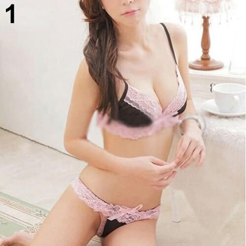 Japanese Sexy Women Lingerie Set Girls Sweet Lace Patchwork Bras Brassiere Low Waist Thongs G-string Set Sexy Underwear Set