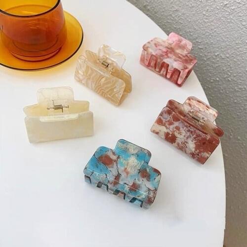 2021 Fashion Print Hair Claws 6.5cm Geometric Hair Clamp Grab Hair Styling Hair Clips for Women Girls Hairpin Hair Accessories