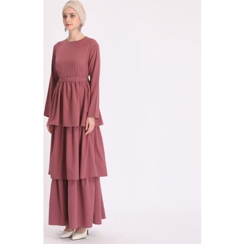 Aligaia Fashion Solid Color Waist Dress For Women 2021 Summer New Style Dubai Turkey Pakistani Hijab Muslim Dress Maxi Dresses