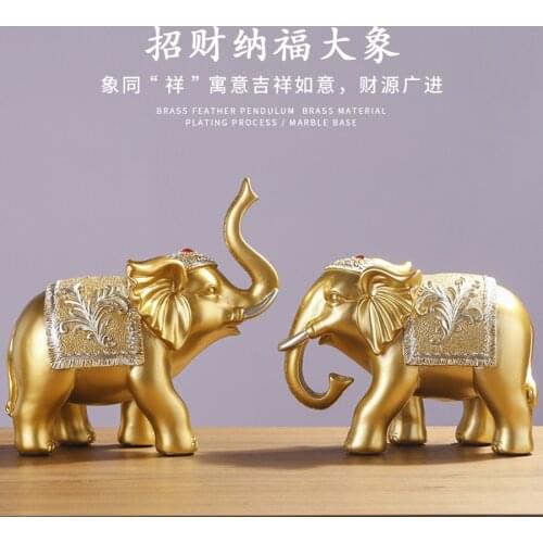 A PAIR 2PCS Home store Company SHOP TOP ART decorative bring wealth money GOOD LUCK ZHAO CAI FU elephants FENG SHUI ART Statue