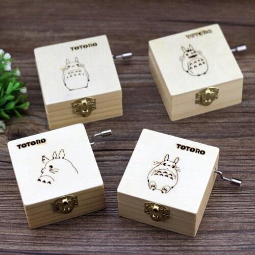 2016 Free shipping Hayao Miyazaki Totoro wooden music box,4 pieces/a lot for collection or birthday gift