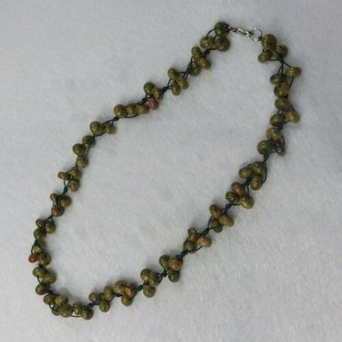 6pcs/lot Natural Crystal Quartz Stone Unakite Topazs Hand-woven Colorful Choker Torque Energy Treat Beaded Necklace Collar Free